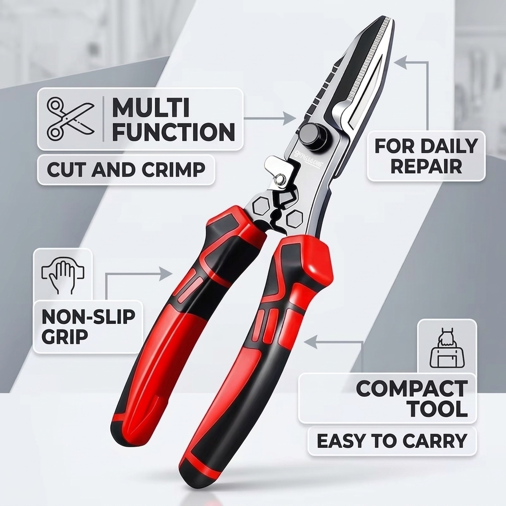 Multi Tool Plier - Tijeras Multifuncionales para Electricistas, Cortador de
